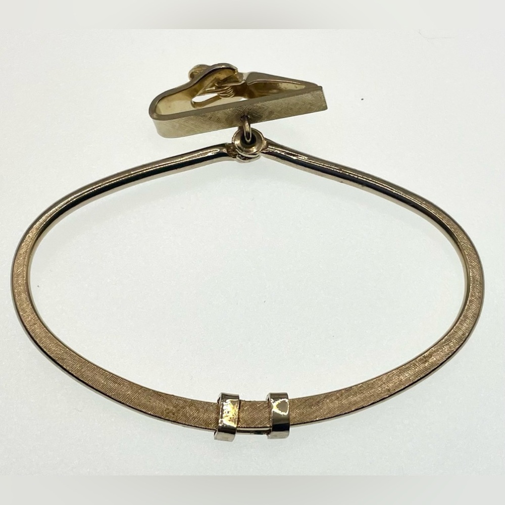 3 for $30 Vintage Signed Swank Gold Tone Open Loop Expandable Tie Ring Clip - Picture 5 of 8